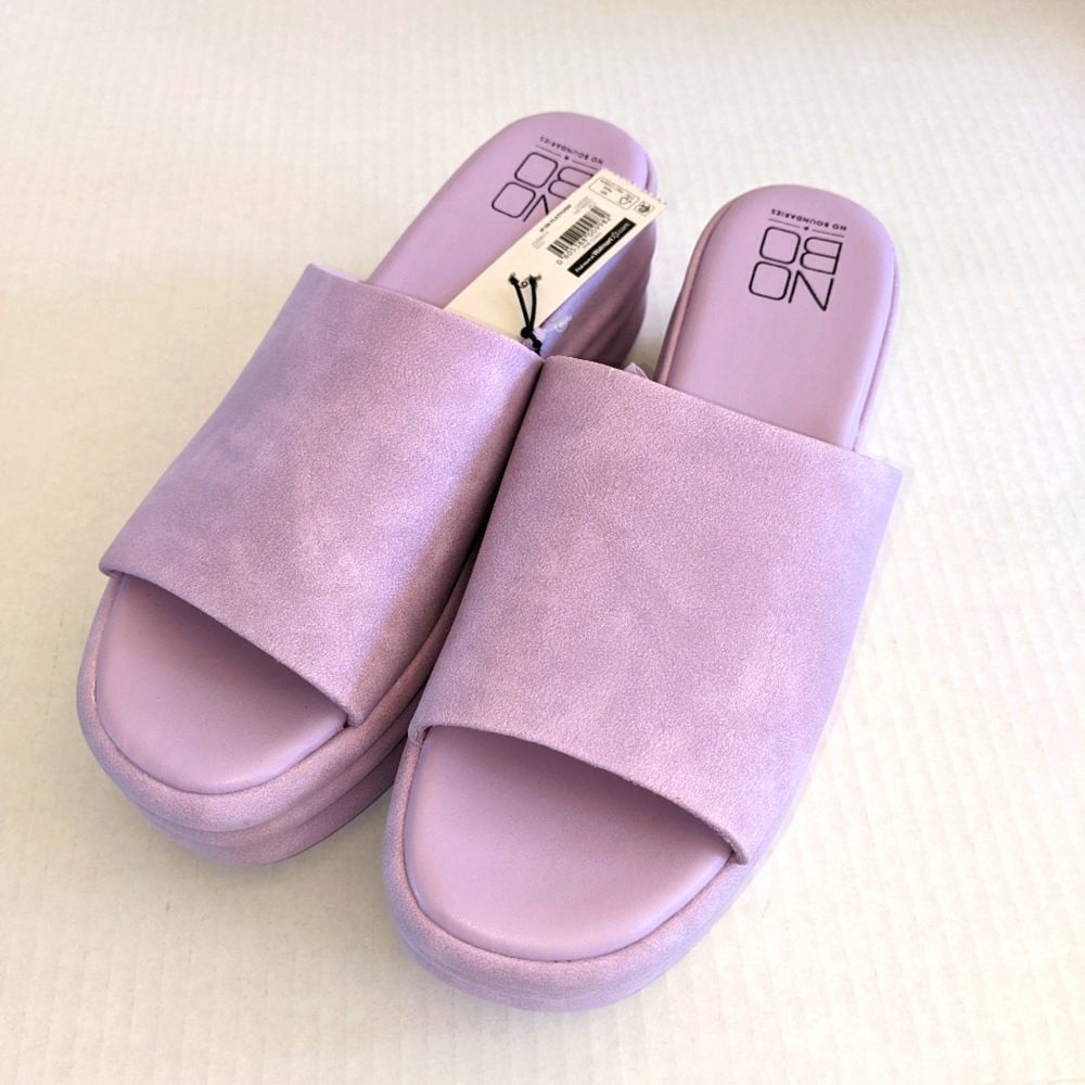 ✨NWT✨No Boundaries Open Toe Lavender Platform Sandals/Mules - Picture 2 of 5